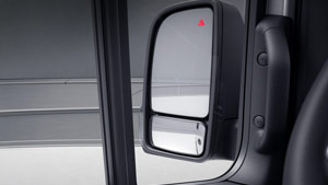 Mercedes-Benz Van blind spot assist symbol on side mirror